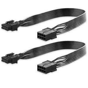 ELFJMZP PCIE 8핀 GPU 전원 연장 케이블 6+2핀 ATX 남성 대 여성 30CM 18AWG 순동 블랙 그래픽 카드 PSU 관리용(2팩)