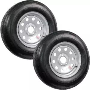 eCustomrim 2팩 방사형 트레일러 타이어 실버 그레이 ST225/75R15 15인치 하중 D 5 러그 4.5 휠 -