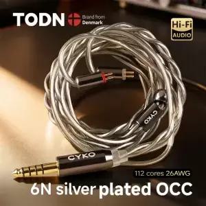 CYKO HiFi 2 코어 6N 단결정 구리 은도금 이어폰 케이블 4.4/3.5mm MMCX 0.78 2핀 골든 플러그 업그레이드