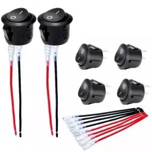 6개 유선 원형 로커 스위치 AC 6A 250V 10A 125V SPST 2핀 2단계 온/오프 토글