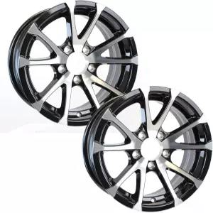 eCustomrim 2 팩 알루미늄 트레일러 휠 15x5 인치 림 블랙 머신드 T07 디자인 5 러그 4.5인치 볼트 패턴