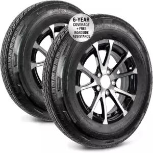 eCustomrim 2팩 래디얼 트레일러 타이어 림 ST205/75R15 15인치 하중 D 5 러그 4.5 센터 알루미늄 블랙 휠