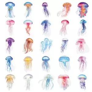 50Pcs 해파리 투명 PET 스티커 DIY 전화 수하물 노트북 기타 자전거 스케이트 보드 냉장고 헬멧 방수 장식