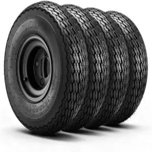 VEVOR 골프 카트 휠 8인치 18x8.50-8 블랙 스틸 타이어 및 콤보 4개 세트 핏 클럽 카 이지고 야마하 4겹