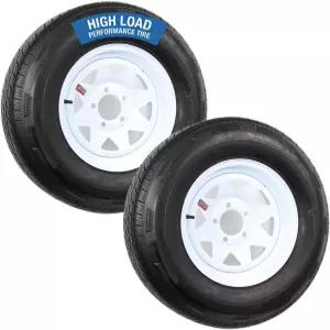 eCustomrim 2팩 방사형 트레일러 타이어 림 ST205/75R14 14인치 하중 범위 D 5 러그 4.5 센터 화이트 휠