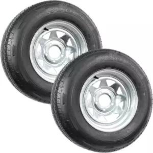 림 ST205/75R14 14인치 하중 범위 D 5 러그 아연 도금 스포크 휠의 eCustomrim 2팩 방사형 트레일러 타이어