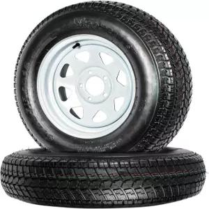 eCustomrim 2 팩 트레일러 타이어 어셈블리 ST205/75D15 하중 범위 C 15인치 림의 5 러그 4.5인치 화이트