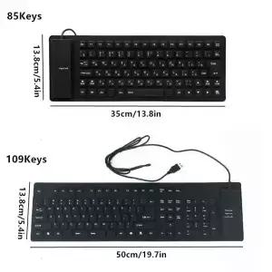 USB 유선 접이식 실리콘 키보드 85/109 키 방수 방진 무소음 롤업 소프트 노트북 데스크탑 PC 노트북용