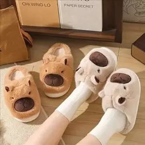 따뜻한 겨울 털 실내화 폭신폭신 사무실 실내화 캐릭터 보온 거실-WFN8I2V