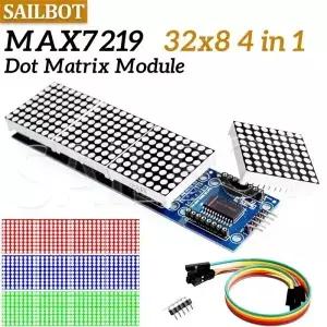 MAX7219 도트 매트릭스 모듈 32x8 Arduino Raspberry Pi용 5핀 와이어가 있는 4 in 1 LED 디스플레이