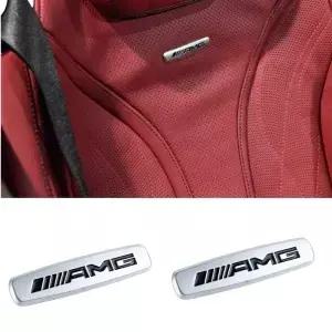 2pcs 3D 금속 AMG 자동차 좌석 엠블럼 등받이 머리 받침 클립 콘솔 장식 인테리어 스티커 액세서리