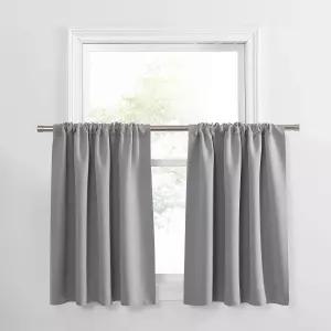 포니 댄스 하프 윈도우 커튼 - 주방 티어 짧은 길이 막대 포켓 밸런스 화장실용 단열 42W x 30L 실버