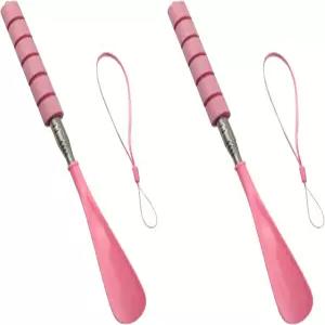 BLLNDX 2PCS 접이식 스테인리스 스틸 노벤드 신발 뿔 여행용 휴대용 논슬립 긴 손잡이 노인 및 임산부를