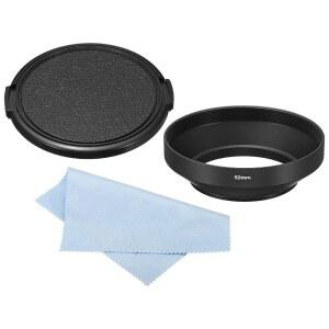 PATIKIL 52MM 렌즈 후드 카메라 렌즈용 캡 및 청소용 천이 있는 광각 매트 표면 반사 방지 내부 니콘용 블랙 후지필름용 펜탁스용 라이카용