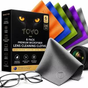 TOVO 프라임 극세사 클리닝 천 안경 카메라 및 화면용 6팩 230 GSM 초연질 렌즈 줄무늬 없음 보풀 스크래치
