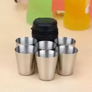 4/6Pcs 스테인레스 스틸 컵 미니 샷 유리 맥주 금속 와인 커피 텀블러 차 우유 머그잔 캠핑 하이킹 휴대용