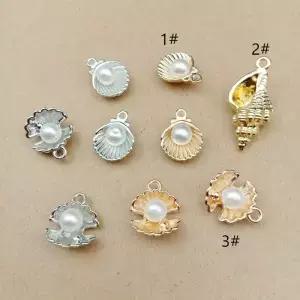 10pcs 진주 쉘 조가비 매력 보석 만들기 귀걸이 펜던트 목걸이 팔찌 액세서리 Diy 공예 용품 합금 금속