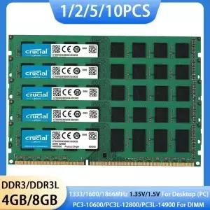 1/2/5/10PCS Crucial Memoria 데스크탑 DDR3 RAM 8GB 1600 1333 1866MHz M 메모리 1.35V 1.5V PC312800