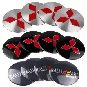 4pcs 56mm 자동차 알루미늄 로고 휠 센터 허브 캡 스티커 액세서리 시 아트 아웃 파제로 튜닝 EVO