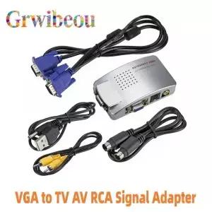 VGA to PC 컨버터 박스 TV RCA 신호 어댑터 비디오 스위치 컴포지트 NTSC PAL 지원 컴퓨터용