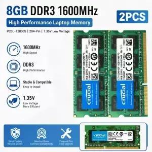 크루셜 메모리 2개 DDR2 노트북 램 2GB 1600 1066 667 800 1333 1866MHz SOM PC3L12800S 14900