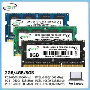 DDR2 2GB 메모리 Ram 1066 1333 1600Mhz PC3 1.5V 1.35V 204Pin 1.8V 5300 6400 노트북 SOM