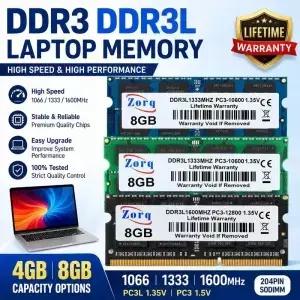 DDR3 4GB 노트북 메모리 Ram PC3L 1.35V 1066 1333 1600Mhz 1.5V 8500 10600 12800 204Pin SOM