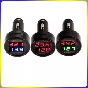 2in1 전압 온도 모니터 LED 디지털 디스플레이 1224V 자동차 어댑터 측정기 자동 감지기