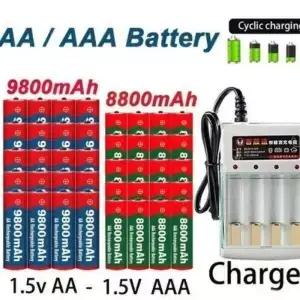 새로운 8800mAh/9800mAh 충전식 배터리 AA/AAA 알칼리성 1.5V 시계 마우스 컴퓨터 등