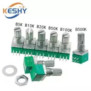 550PCS RK097G 듀얼 전위차계 B1K 5K 10K 20K 50K 100 500K 샤프트 15mm 6pin 오디오 전력 밀폐형 회전