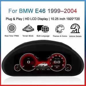 디지털 계기판 BMW E46 1？2004 무선 카플레이 주행거리계 속도계 클러스터 대시보드 게 10.25 HD 화면