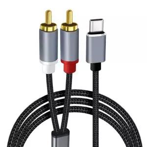타입C to 2 RCA 잭 플러그 어댑터 남성남성 Y 스플리터 USB C 차량용 보조 스테레오 스피커 코드
