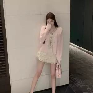 니트 스웨터 큐빅 보석 비즈 셔츠 가디건 라운드 캐주얼 슬림