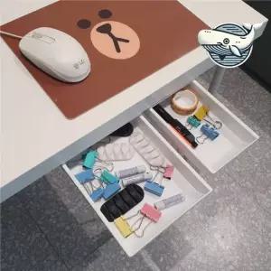 화이트 소형 수납 서랍 책상 밑 정리함 공간 책상밑서랍 부착식서랍 부착서랍 히든서랍