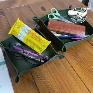 모던 스타일 소품 정리 대형 데스크 수납 차키보관함 리모컨정리함 가죽트레이