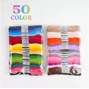 50가지 색상 십자수 스레드 수제 자수실 세트 DIY 공예 용품 내구성이 뛰어나고 생생한 바느질 프로젝트용