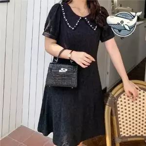 여름 미니 진주 카라 원피스 우아한 하객 여름원피스 반팔원피스 홈원피스 데님원피스
