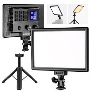 NEWER 9인치 LED 비디오 조명 패널 미니 책상 삼각대 스탠드가 있는 디밍 가능 DSLR 카메라 소프트 USB 타입 C 포트 스튜디오 사진 녹화 라이브 스트리밍을 위한 3200K~560K CRI95+ NL-116AI