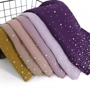 180x70CM 다이아몬드 비즈 버블 쉬폰 인스턴트 Hijab Shawls 솔리드 두꺼운 머리 랩 Foulard Sjaal 이슬람