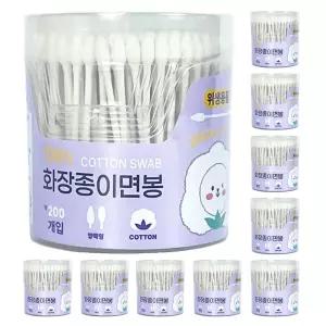 이지앤 화장종이면봉 원통 케이스 순면 종이면봉 200p 10개