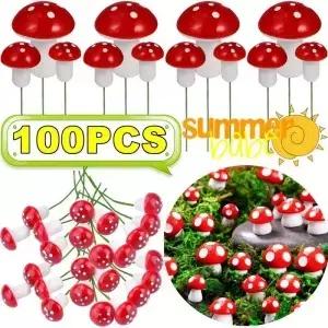 100-10PCS 미니어처 인공 거품 버섯 정원 요정 분재 식물 냄비 DIY 마이크로 장식에 대 한 미니 수 지 공예