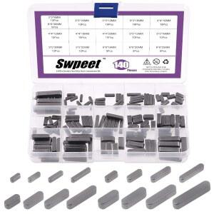 SWPEET 140PCS 16 사이즈 탄소강 3MM 4MM 5MM 6MM 원형 깃털 평행 구동 세트 패스너 기계 산업용 주요 재고 모음
