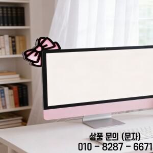 귀여운 컴퓨터 모니터 장식 핑크 리본 고양이 모양 데스크탑 PC 노트북 방 책상 소녀 선물