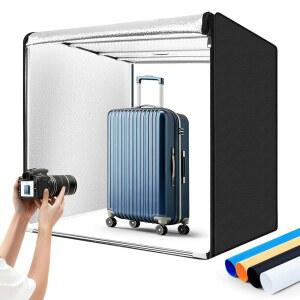 ZKEEZM PHOTO STUDIO 라이트 박스 사진 및 4가지 접이식 배경, X 색상 가능한 그림 81.3CM(32인치 6000-6500K 사진용, 210개의 제품 밝기 LED 32인치), 81.3CM 조절 상자