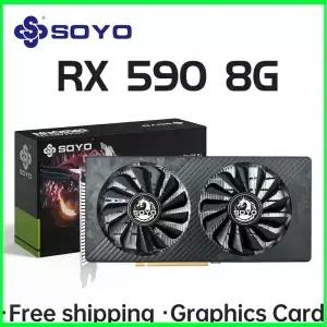 SOYO AMD RX 590 8GB Placa De 비디오 게임 그래픽 카드 GDDR5 256Bit PCI Express 3.0 16 6Pin Radeon GPU