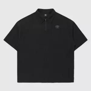 엄브로 플리츠 카라 반팔 티셔츠 UR221CWT65 BLACK