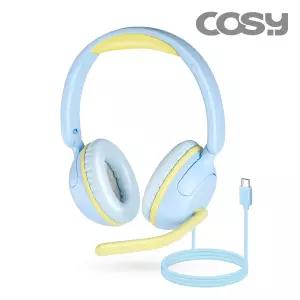 코시 C타입 청력보호 마이크 헤드셋 유선 키즈 학생 강의 인강 어학용 블루 HS4125C