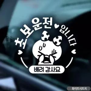 초보운전 자동차스티커 가로쁘띠 초보운전스티커 차량 무면허왕