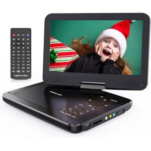 DBPOWER 10.5인치 휴대용 DVD 플레이어 회전 포트), SD 및 USB 카드 MK101 스크린, 배터리, 슬롯 3시간 충전식