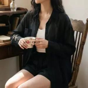 루즈핏 시스루 셔츠 반바지 바캉스 투피스 셋업 바지